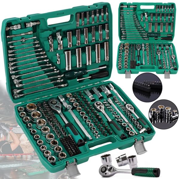 Набір інструментів в кейсі New Tools на 216 предметів, автомобільний ручний комплект автоінструментів головок біт ключів для машини у валізі Ultra