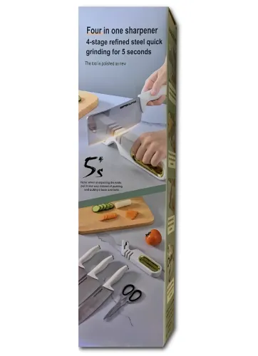 Ручная точилка для кухонных ножей Knife Sharpener NJ-522 4 в 1 настольная механическая ножеточка 5 секунд, точило для ножниц 3 уровня заточки