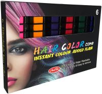 Набор мела для волос Hair Chalk FM227 разноцветные красители 6 шт комплект расчесок с цветными мелками для окрашивания волос детей и взрослых