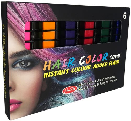 Набор мела для волос Hair Chalk FM227 разноцветные красители 6 шт комплект расчесок с цветными мелками для окрашивания волос детей и взрослых
