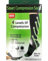 Компресійні гольфи Smart Cyompression Socks високі облягаючі антиварикозні гетри, лікувальні панчохи від варикозу 2 клас компресії чорні S / M