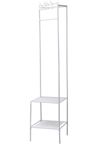 Кутова вішалка для одягу Corner Coat Rack TM2-202 вертикальна стійка з гачками для зберігання речей і двома полицями для взуття 170х43 см White