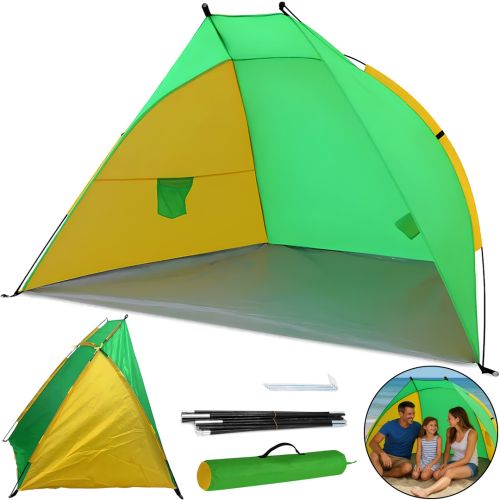 Пляжний двомісний намет-тент «Ракушка» Send Tent WM-0T103, зелений, 210×120×105 см — автоматичний туристичний намет-тент із каркасом для кемпінгу