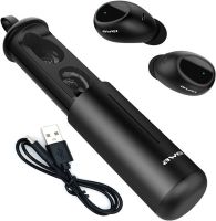 Бездротові Bluetooth навушники з кейсом Awei T5 Black вакуумні навушники-гарнітура з шумозаглушенням і мікрофоном блютуз в чохлі док-станція чорні