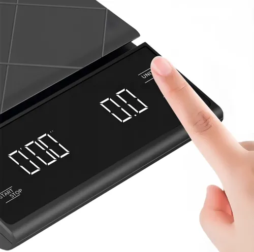 Кухонні сенсорні ваги Coffee Scale EK6012 до 5 кг, акумуляторні ваги для зважування кави з LED-дисплеєм, таймером і плоскою платформою 4058
