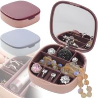 Органайзер для біжутерії з дзеркалом Jewerly Storage Box LD-988 Дорожня міні шкатулка на 7 відділень для прикрас і ювелірних виробів 10х10 см