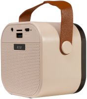 Детский беспроводной караоке Speaker K12 Bluetooth 2 в 1 светодиодная портативная колонка с микрофоном, RGB подсветкой и Wi-Fi на аккумуляторе Бежевая