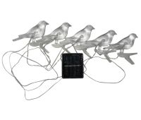 Садова гірлянда Garden Line SOL6063 3.2 м 5 LED ліхтариків на прищіпках, світильники Пташки Solar Bird 3D на сонячній батареї для саду Теплий білий