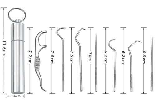 Набір для чищення зубів Dental Toothpick Set 7 в 1 портативний комплект інструментів зубочисток для догляду за порожниною рота в металевому футлярі