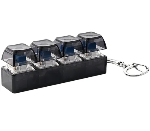 Брелок-антистрес у формі кейкап Switch Keychain SK-04 — іграшка-клікер із 4 механічними клавішами, карабіном для ключів та RGB-підсвічуванням, чорний, Jedel