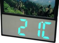 Настільні електронні годинники з фоторамкою DS-6608 із зеленою LED підсвічуванням, світлодіодні дротові з будильником і термометром від мережі чорні