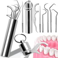 Набір для чищення зубів Dental Toothpick Set 7 в 1 портативний комплект інструментів зубочисток для догляду за порожниною рота в металевому футлярі