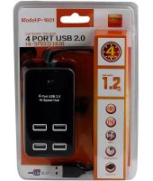 Разветвитель Hi-Speed Hub 4 Port USB 2.0 P-1601 хаб концентратор с выключателем на 4 юсб порта до 480 Мбит/с для компьютера и ноутбука Черный