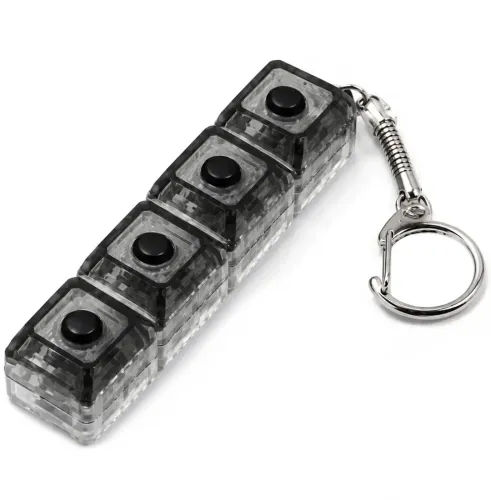 Брелок-антистрес у формі кейкап Switch Keychain SK-04 — іграшка-клікер із 4 механічними клавішами, карабіном для ключів та RGB-підсвічуванням, чорний, Jedel