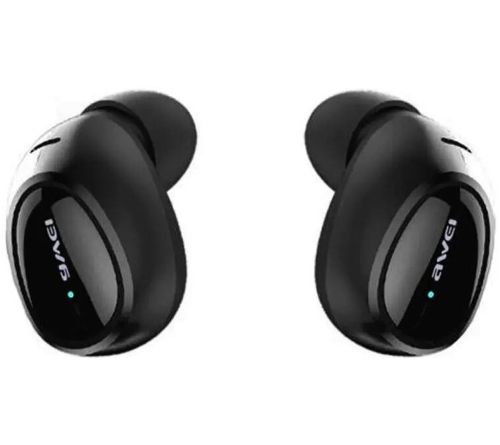 Бездротові Bluetooth навушники з кейсом Awei T5 Black вакуумні навушники-гарнітура з шумозаглушенням і мікрофоном блютуз в чохлі док-станція чорні