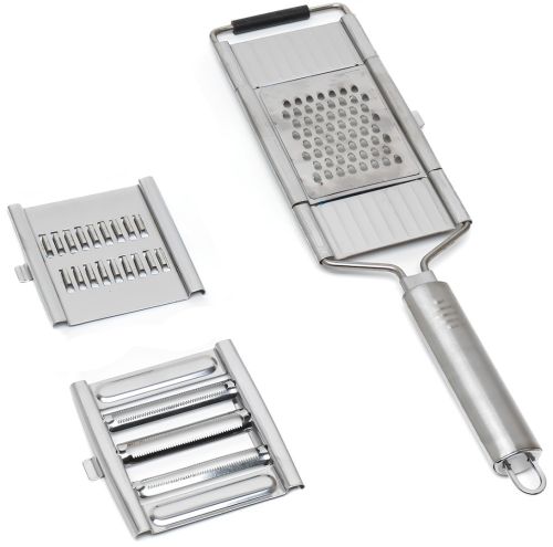 Ручна терка Vegetable Slicer Grater XL-338 овочерізка для чищення та нарізання фруктів, овочів, плоска шатківниця 3 змінні насадки з нержавіючої сталі