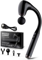 Ручной перкуссионный массажер Massage Hammer MP-930 4 насадки, беспроводной изогнутый массажный пистолет для всего тела на аккумуляторе JA-G4