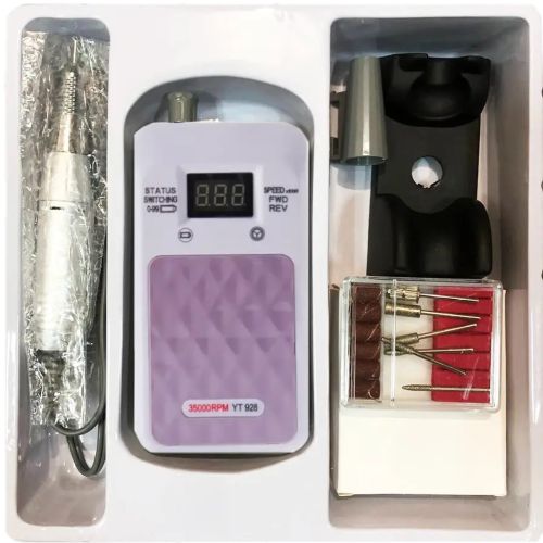 Професійний акумуляторний фрезер для манікюру і педикюру Portable Nail Drill YT-928 35000rpm обертів, апарат для обробки нігтів з насадками