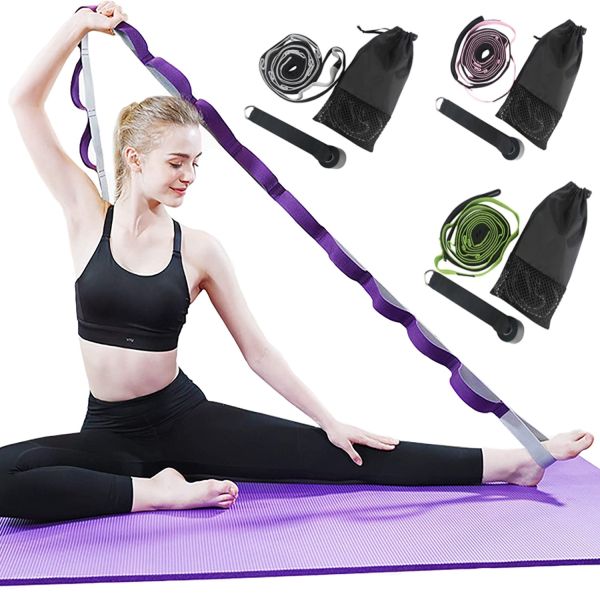 Подовжений нейлоновий пояс для йоги і розтяжки м'язів Yoga Stretch Band, еластичний тяговий ремінь для тренувань 12 петель для різного навантаження