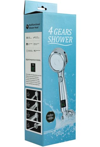 Лійка для душу з індикатором температури Multifunctional Shower Head душова гарнітура 4 режими струменя, турбо насадка з LED дисплеєм і перемикачем