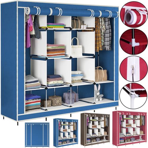 Складной тканевый шкаф  для одежды Storage Wardrobe 88170 на 4 секции, 170х45х175, Каркасный органайзер гардероб для обуви и вещей на 12 полок