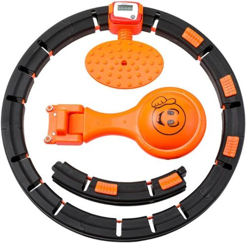 Масажний обруч тренажер Intelligent Hula Hoop 7803 хулахуп для схуднення живота боків з регульованою довжиною і автоматичним підрахунком Black-orange