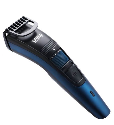 Бездротова акумуляторна машинка VGR V-052 Blue для стрижки волосся і бороди з насадкою, акумуляторний тример бритва для догляду за бородою 5W Синій