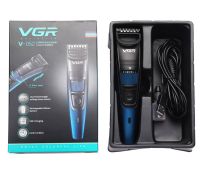 Бездротова акумуляторна машинка VGR V-052 Blue для стрижки волосся і бороди з насадкою, акумуляторний тример бритва для догляду за бородою 5W Синій