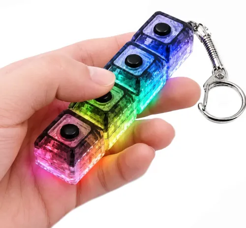 Брелок-антистрес у формі кейкап Switch Keychain SK-04 — іграшка-клікер із 4 механічними клавішами, карабіном для ключів та RGB-підсвічуванням, чорний, Jedel