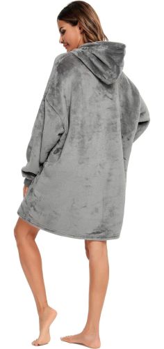Толстовка-плед з капюшоном Huggle Hoodie Ultra Plush Blanket 2 в 1 унісекс оверсайз толстовка худі плюшевий плед з рукавами на флісі 74х110 см сірий 