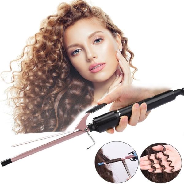 Професійна тонка плойка GEMEI GM-2825 ceramic pro 9мм для дрібних кучерів, Афроплойка з турмаліновим покриттям, щипці для завивки волосся Gemmy