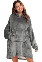 Толстовка-плед з капюшоном Huggle Hoodie Ultra Plush Blanket 2 в 1 унісекс оверсайз толстовка худі плюшевий плед з рукавами на флісі 74х110 см сірий 