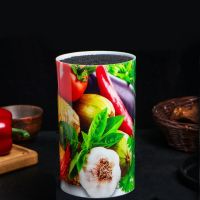 Настільна підставка для ножів 14 см Universal Knife Holder кругла з чорним наповнювачем з поліпропіленового волокна на кухню 90*90*140 мм