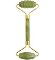Великий нефритовий набір для обличчя Massage Roller 3 в 1 двосторонній ролер скребок гуаша, валик, комплект для ліфтингу шкіри їжачок гладкий скребок