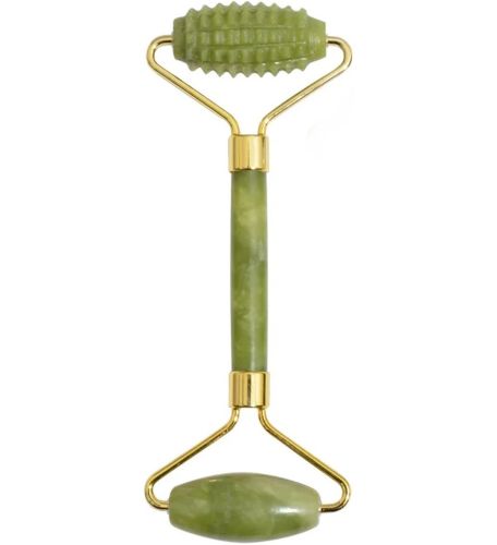 Великий нефритовий набір для обличчя Massage Roller 3 в 1 двосторонній ролер скребок гуаша, валик, комплект для ліфтингу шкіри їжачок гладкий скребок