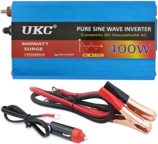 Перетворювач з чистою синусоїдою UKC AC / DC 12V-220V 400W автомобільний інвертор напруги струму 12В 220В 400 Вт акумулятор від прикурювача
