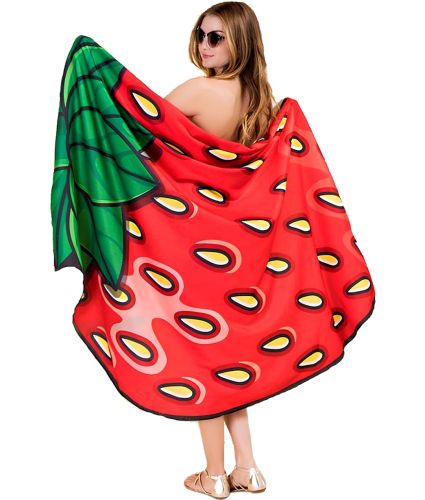 Пляжне 3D покривало Bigmouth Beach Blanket Strawberry YX0012 безворсовий пляжний килимок 152х122 см підстилка рушник для пікніка і пляжу Полуниця