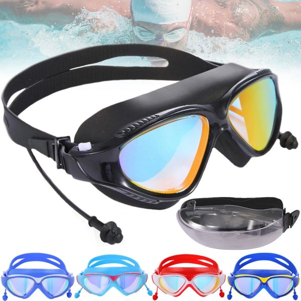 Окуляри для плавання Conquest Uv Shield Anti-Fog захисна маска з подвійним регульованим ремінцем, берушами і захистом від УФ в чохлі для басейну 17х5 см
