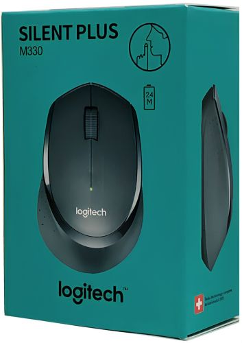 Бездротова оптична миша Logitech M330 Silent Plus Black ігрова геймерська мишка на батарейці для ПК комп'ютера і ноутбука 2.4 GHZ USB чорна