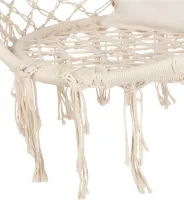 Підвісне крісло-гойдалка Outtec Boho XXL O-66488 120x80x60 см плетена садова гойдалка, бразильський гамак для дому та тераси до 150 кг Бежевий