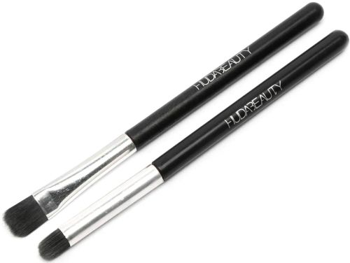 Набір кистей для макіяжу Huda Beauty 12 штук, Кисті для професійного макіяжу очей, губ і обличчя, пензлики в металевій коробці