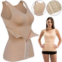Жіноча коригувальна майка з корсетом Slim Comfy SC-1130 2 в 1 для корекції фігури, стягуюча білизна з поясом на гачках для жінок Бежеве