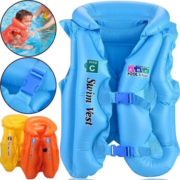 Дитячий надувний жилет Swim Vest BT-IG - 0005 рятувальний для плавання з підголовником від 3 до 14 років, надувна захисна жилетка S, M, L для дітей
