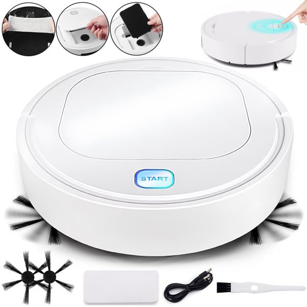 Автоматичний розумний робот пилосос Robot Vacuum Cleaner ES28 бездротовий безшумний робот-пилосос для сухого та вологого прибирання на акумуляторі White