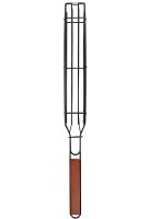 Решітка гриль для барбекю Barbecue Grill Basket 49 см одинарна сітка з дерев'яною ручкою для риби, овочів і кебаба, кошик-гриль для мангала Maclay вузька