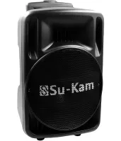 Акумуляторна колонка караоке Su-Kam BT-100D 500W USB AUX SD портативна акустична Bluetooth система з бездротовим мікрофоном 12V/220V Чорна