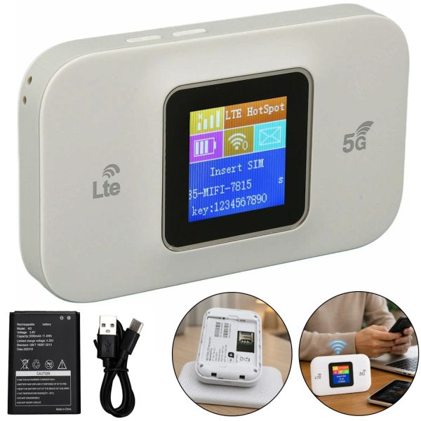 Портативний роутер модем з екраном Wireless Mobile Wi-Fi Pro MF68E 4G/5G акумуляторний вай фай маршрутизатор зі слотом сім карти і знімною батареєю