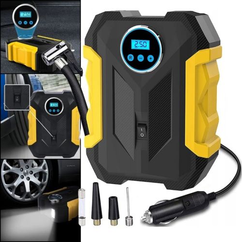 Автомобільний компресор CarSun Air Pump C1399 - 1 автокомпресор з дисплеєм і ліхтарем для підкачки шин від прикурювача 12V повітряний насос для машини
