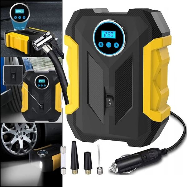 Автомобільний компресор CarSun Air Pump C1399 - 1 автокомпресор з дисплеєм і ліхтарем для підкачки шин від прикурювача 12V повітряний насос для машини