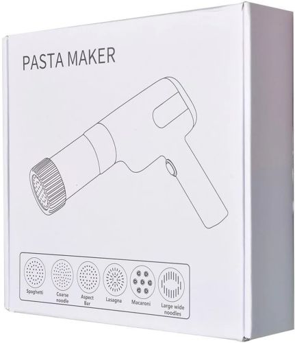 Ручна машинка для приготування і нарізки локшини Pasta Maker XL-859 Пастамейкер бездротовий пістолет, знімний прес з насадками на акумуляторі Білий